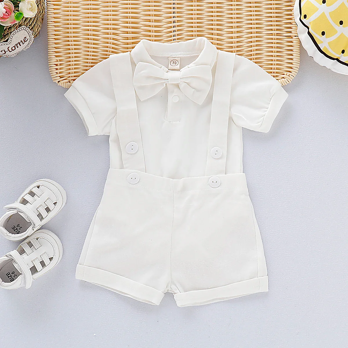 Newborn Boy Gentleman Bowtie Romper – Summer Set 0-24M - Image 4