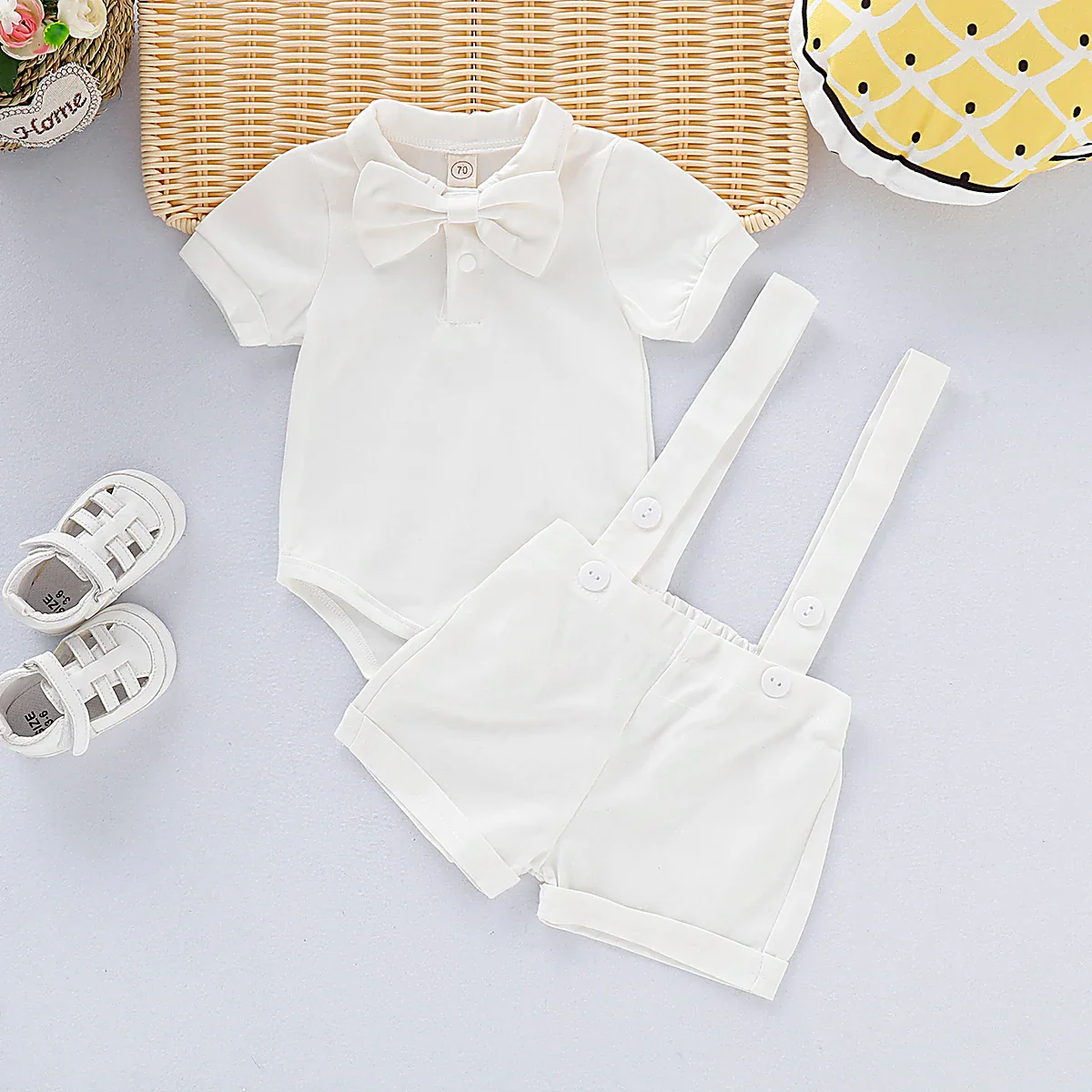 Newborn Boy Gentleman Bowtie Romper – Summer Set 0-24M - Image 7