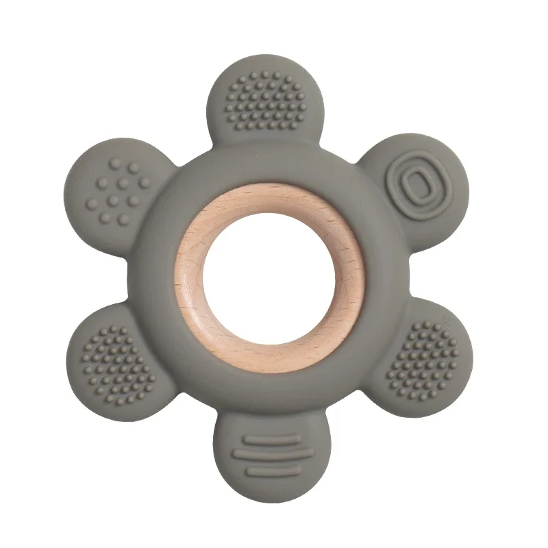 Baby Silicone Wood Teether Ring – Safe Soothing Chew Toy - Image 14