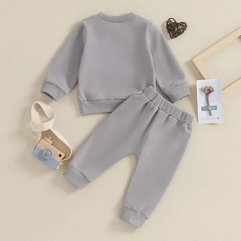 Baby Boy Crewneck Sweatshirt Set – Fall Outfit 0-3Y - Image 3