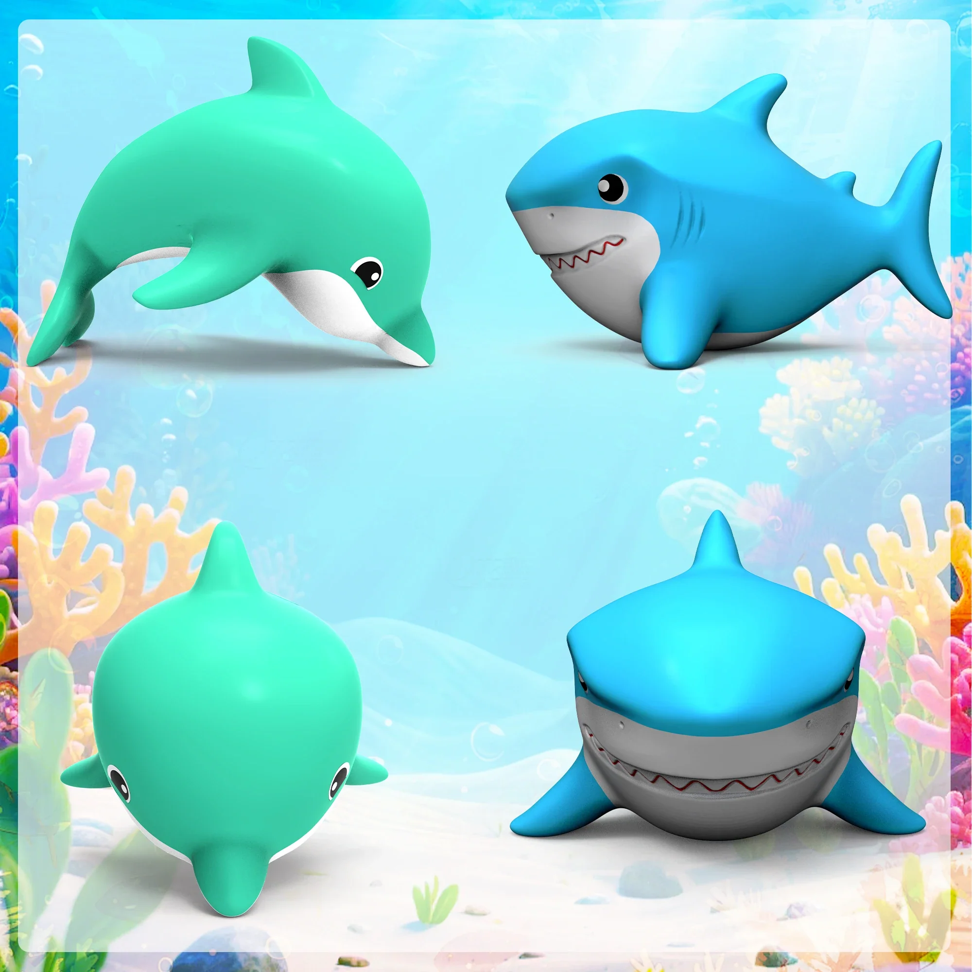 Baby Sea Animal Bath Toy Set – 8pc Mould-Resistant Water Toys - Image 5