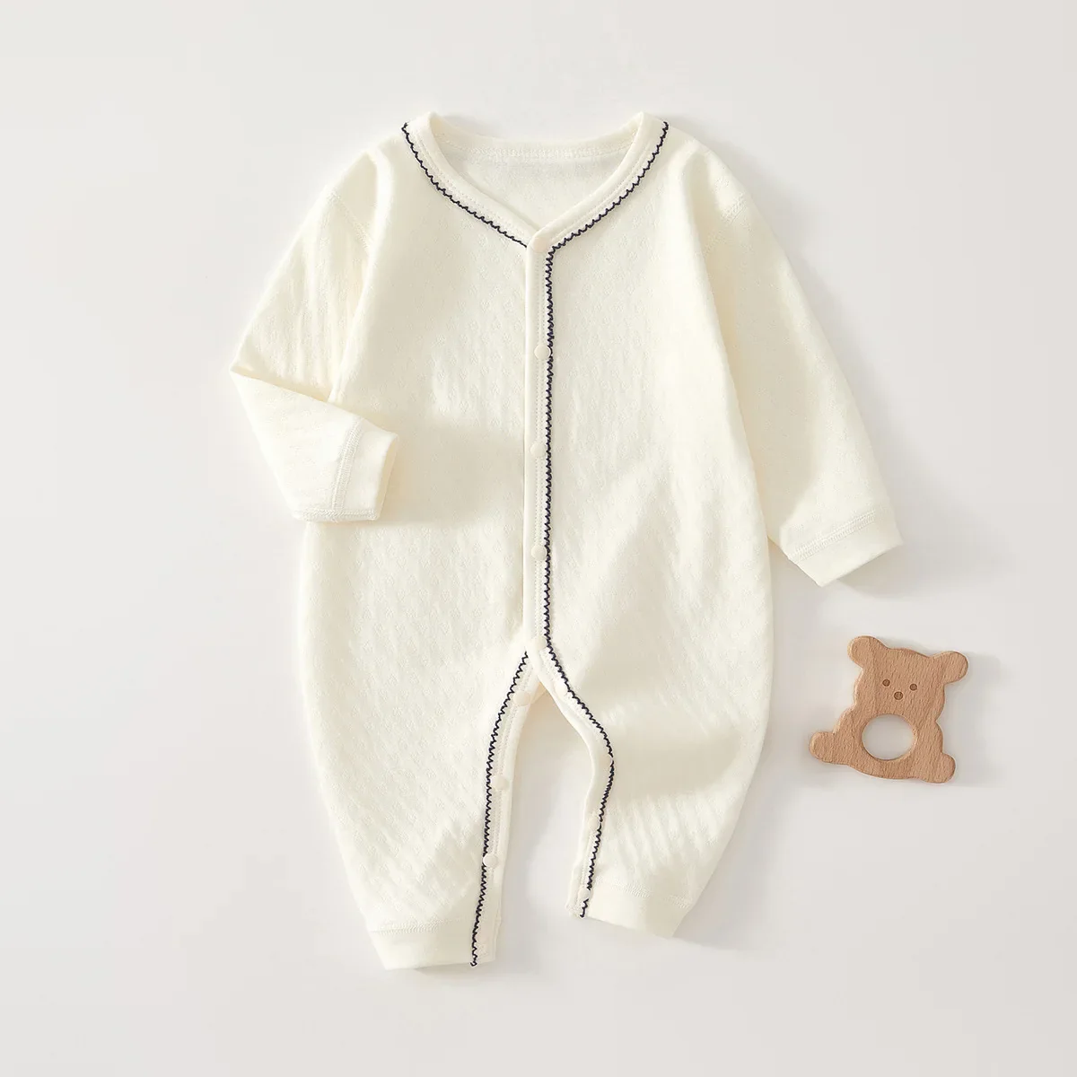 Pure Cotton Hooded Jumpsuit – Boneless Comfort for Newborns - Image 3