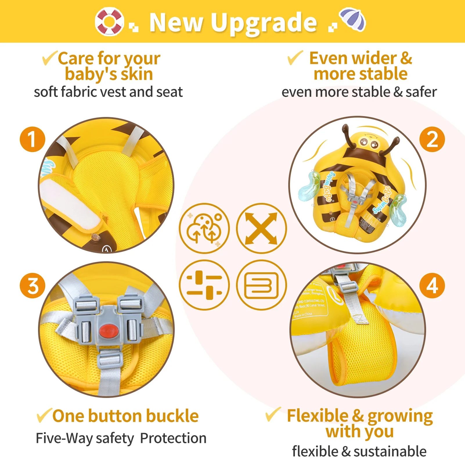 Baby Bee Float Ring – Inflatable Mesh Safety Seat - Image 3
