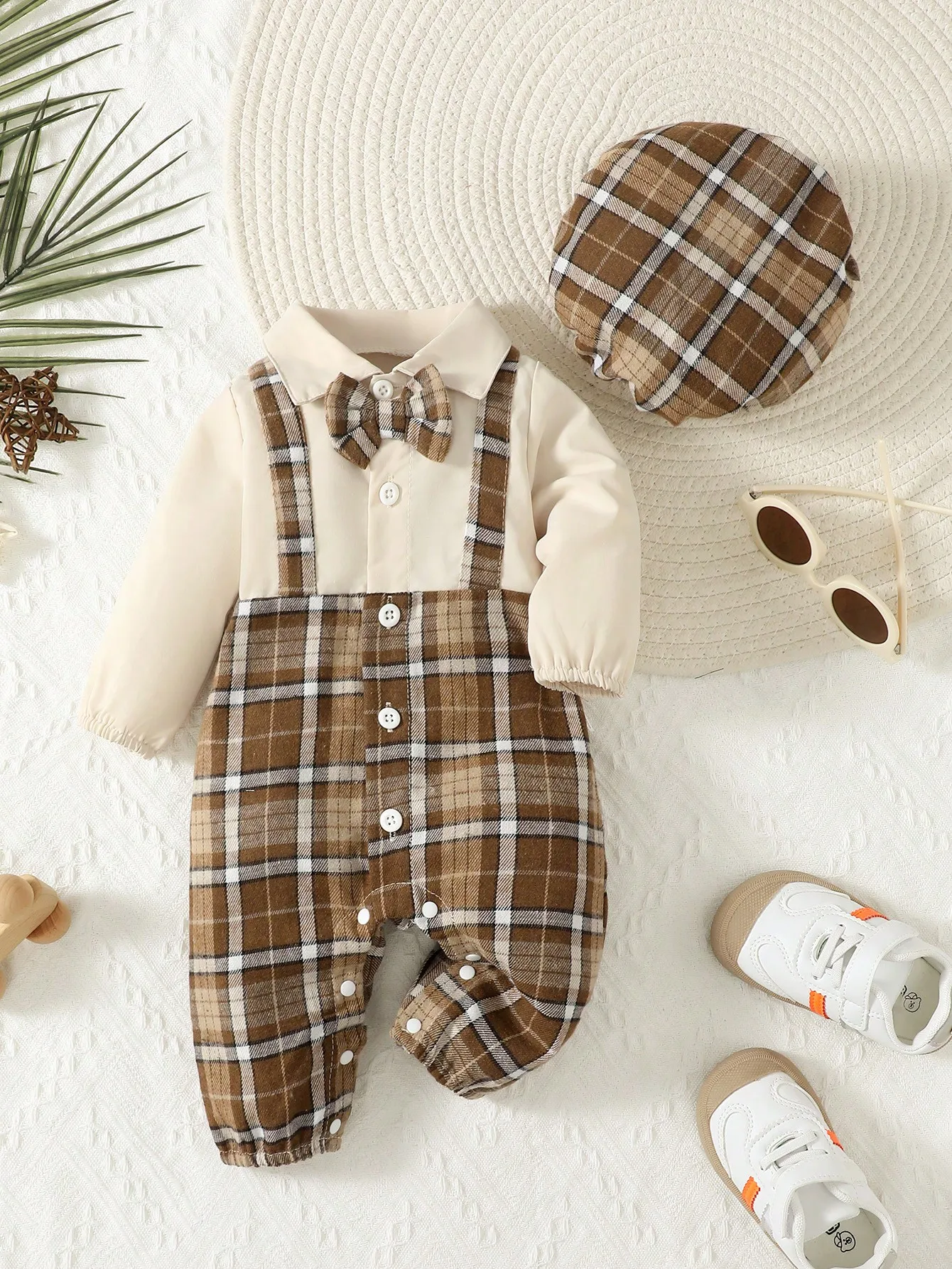Baby Boy Gentleman Set – Suspenders Jumpsuit & Hat