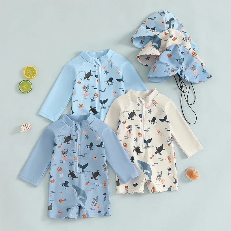 Baby Boys Rash Guard Set – Marine Animal Print
