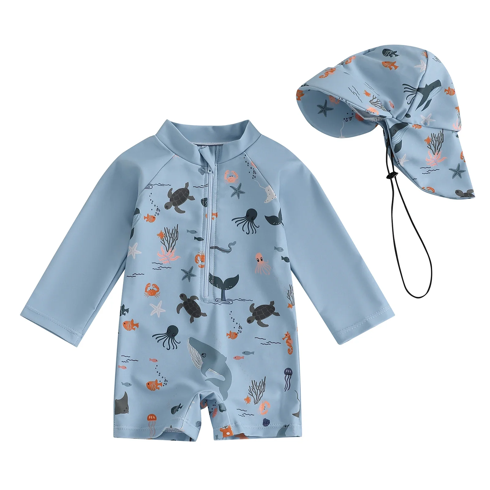 Baby Boys Rash Guard Set – Marine Animal Print - Image 14