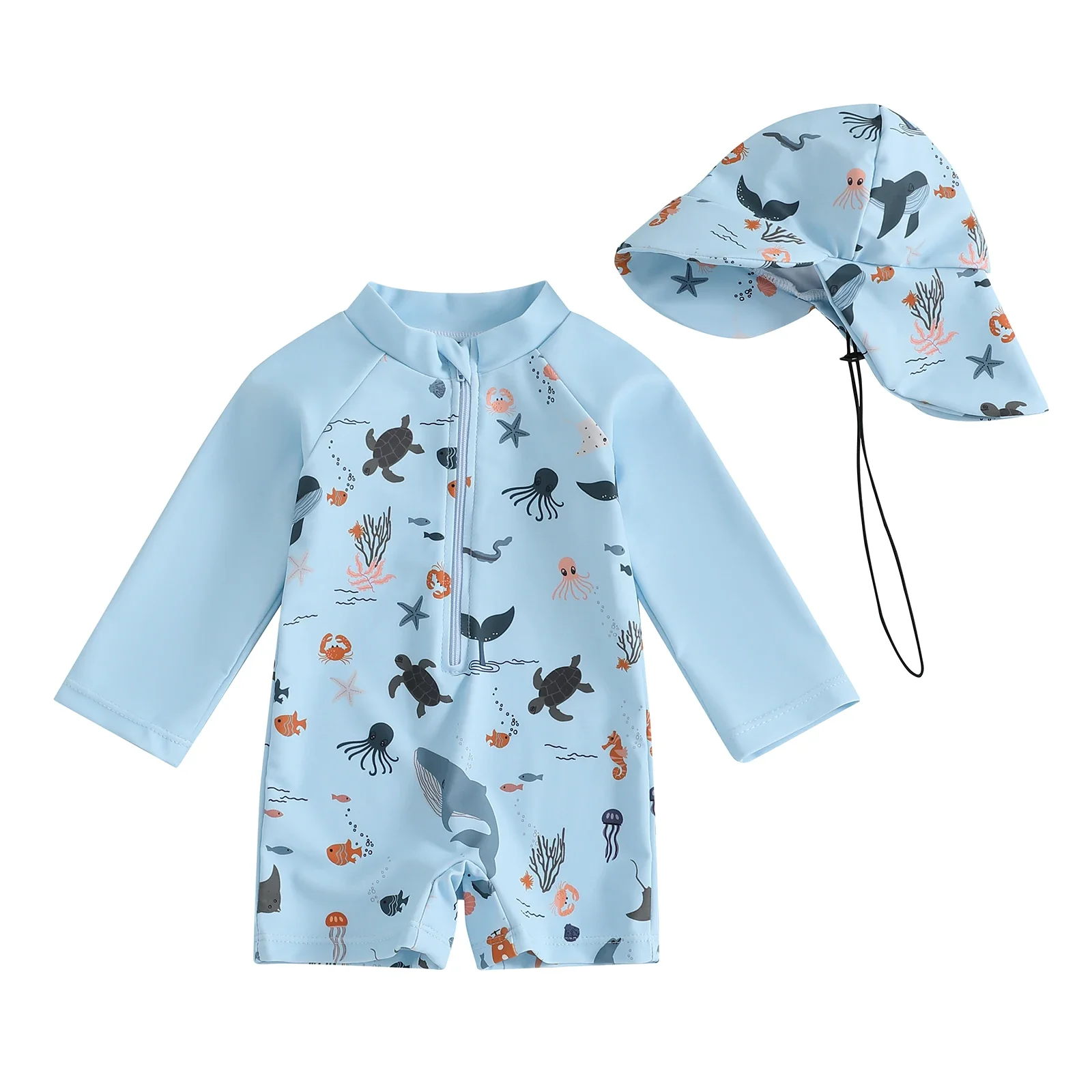 Baby Boys Rash Guard Set – Marine Animal Print - Image 15