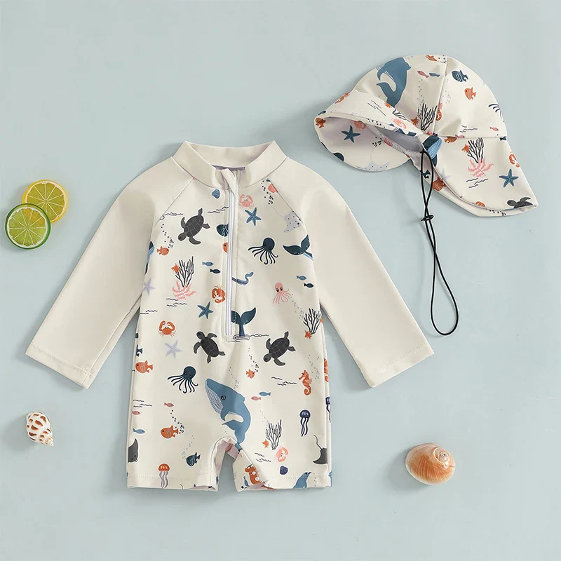 Baby Boys Rash Guard Set – Marine Animal Print - Image 2
