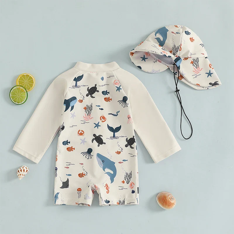 Baby Boys Rash Guard Set – Marine Animal Print - Image 3