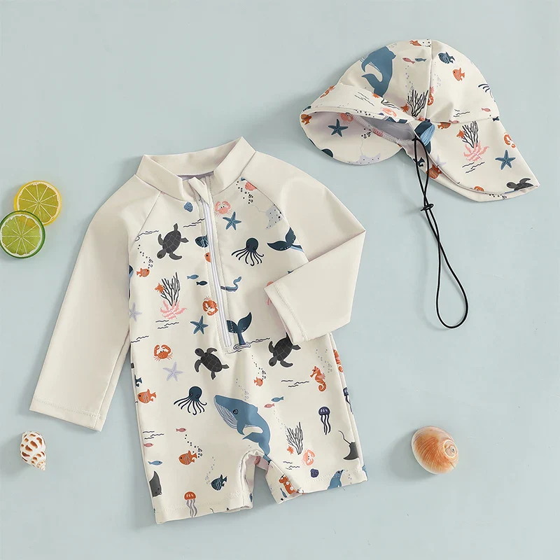 Baby Boys Rash Guard Set – Marine Animal Print - Image 9