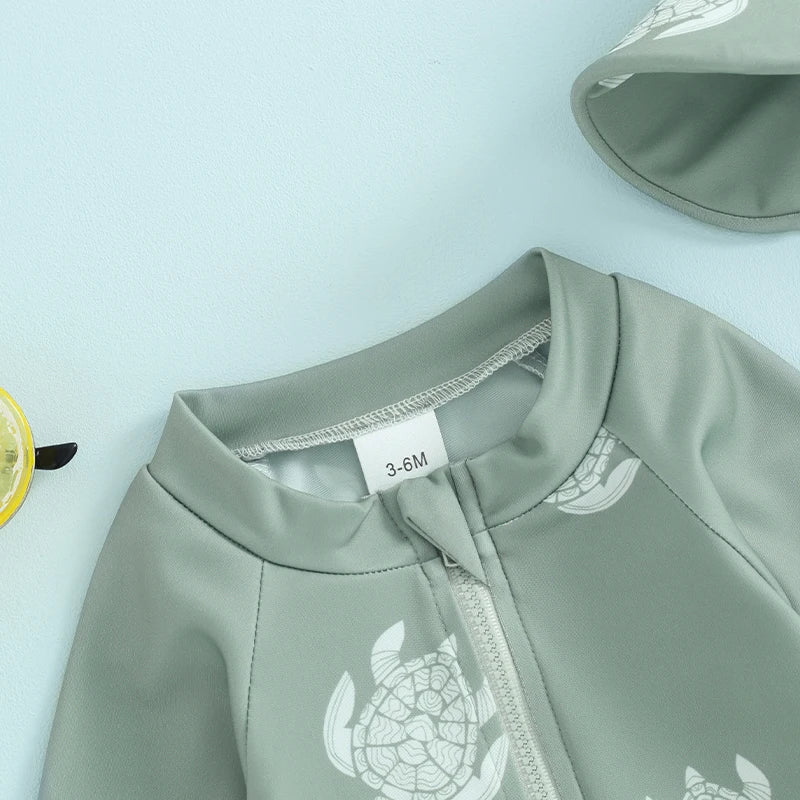 Baby Boys Rash Guard Set – Turtle & Dinosaur Print - Image 5