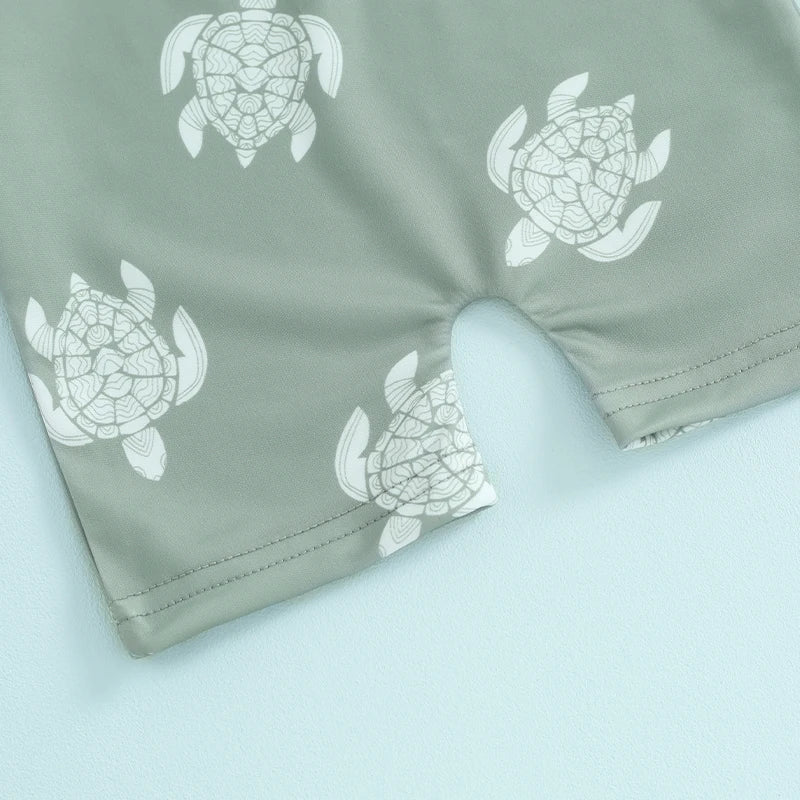 Baby Boys Rash Guard Set – Turtle & Dinosaur Print - Image 9