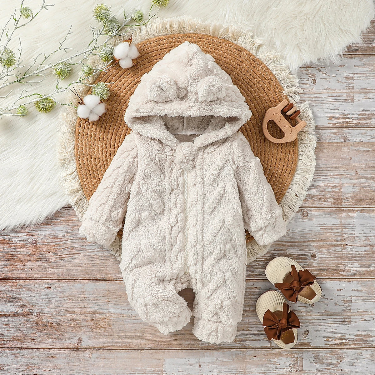 Baby Boys Winter Zipper Jumpsuit – Newborn Warmth