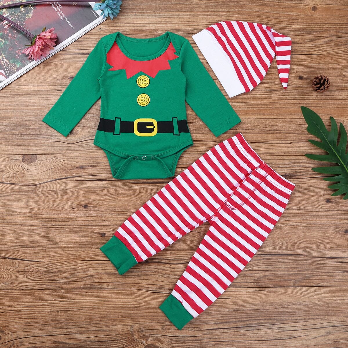 Baby Christmas Romper Pant Hat Outfits - Image 5