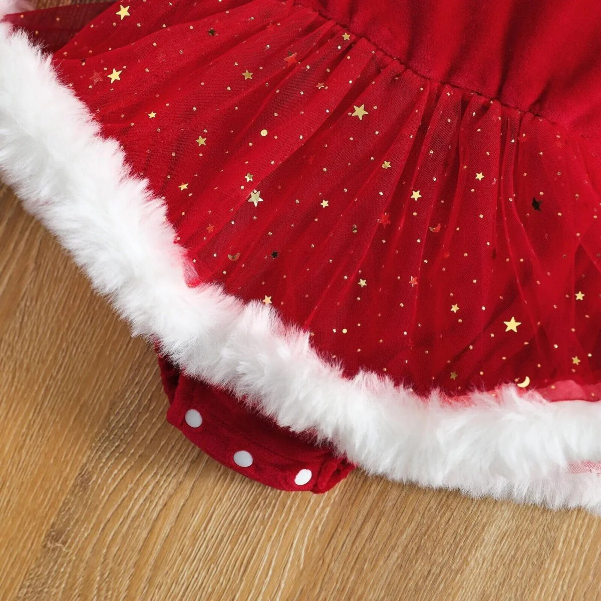 Baby Christmas Velvet Ruffle Romper - Image 3