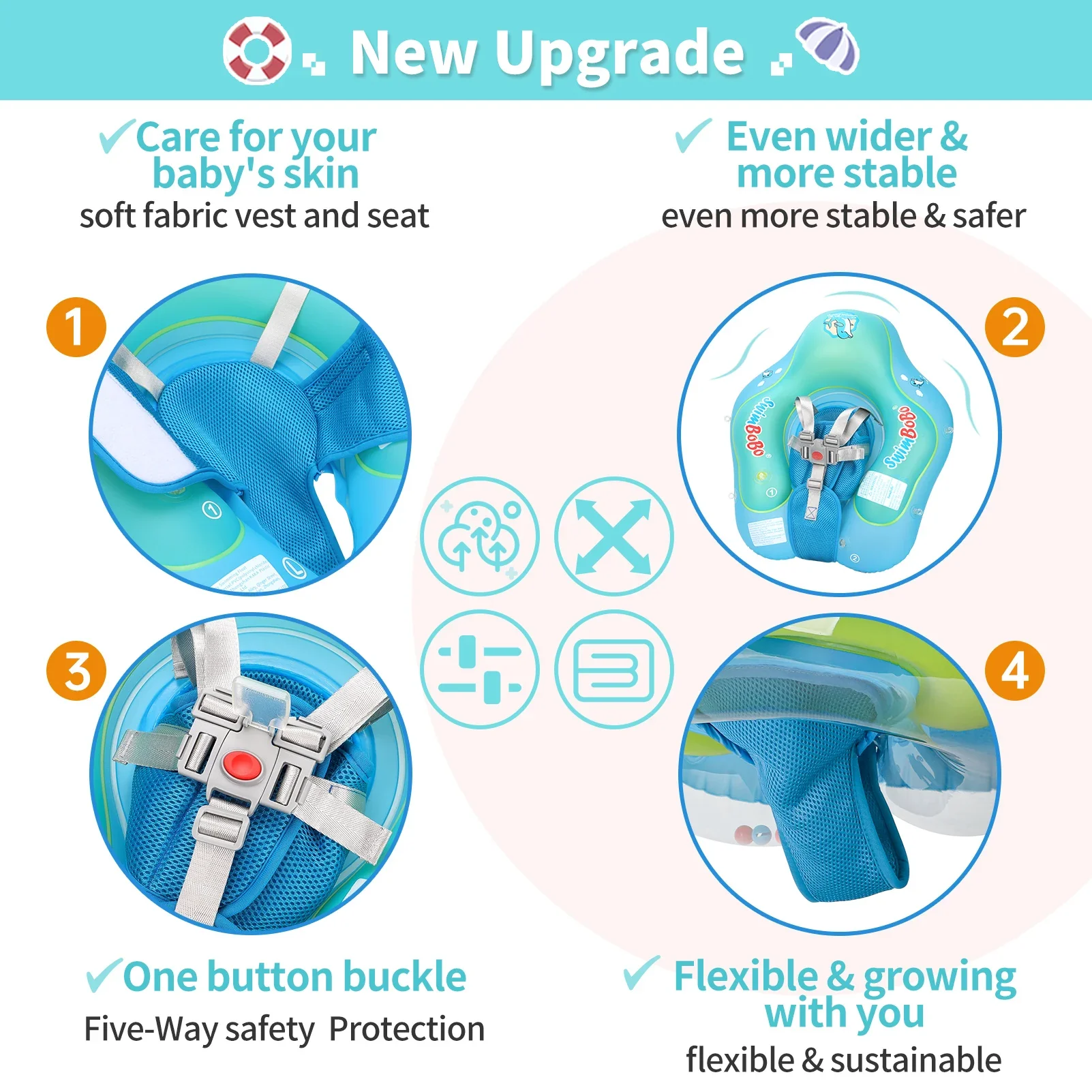 Baby Float Ring with Canopy – UV Sun Protection - Image 10
