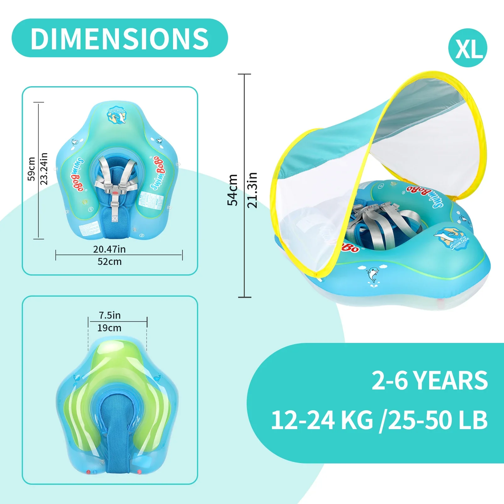 Baby Float Ring with Canopy – UV Sun Protection - Image 14