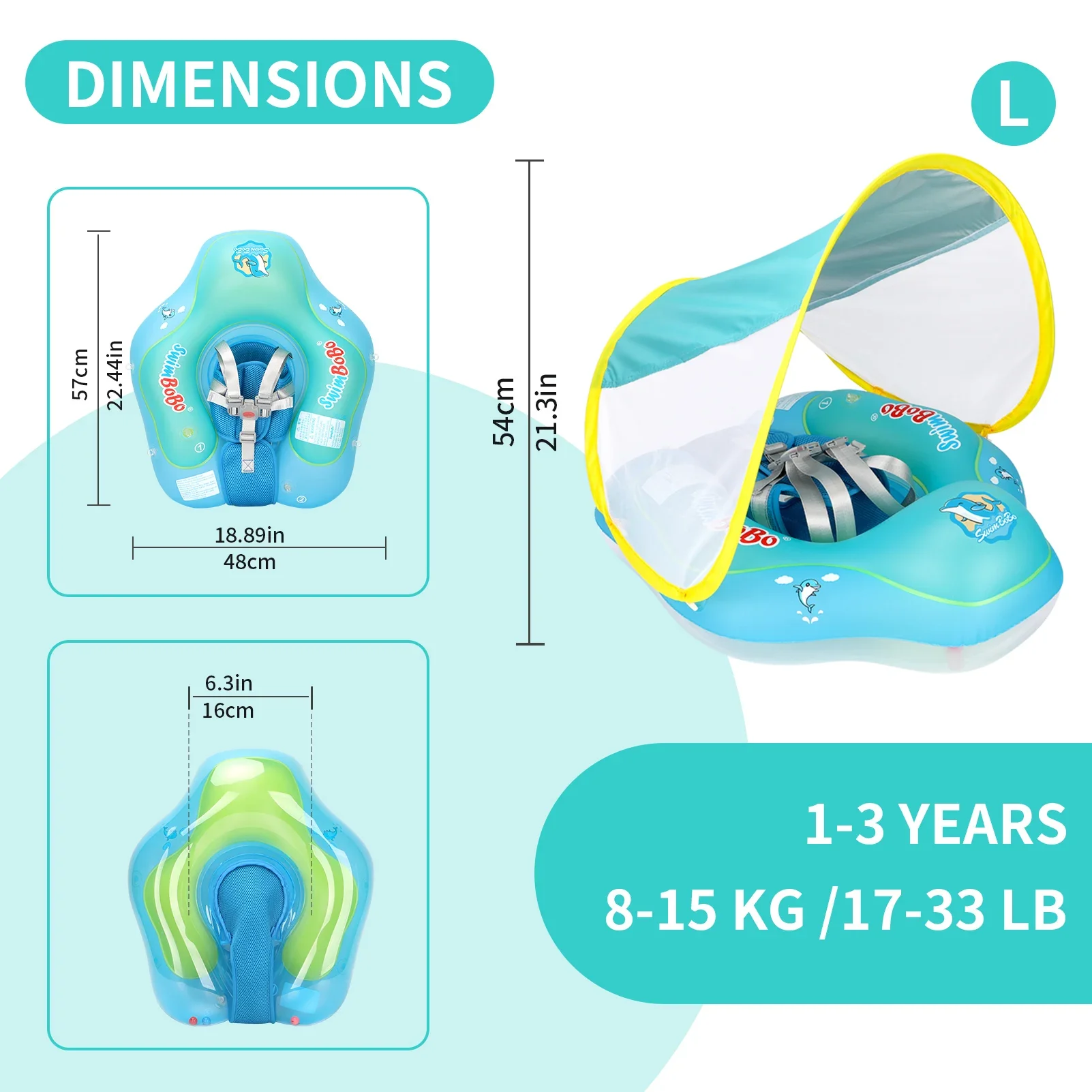 Baby Float Ring with Canopy – UV Sun Protection - Image 15