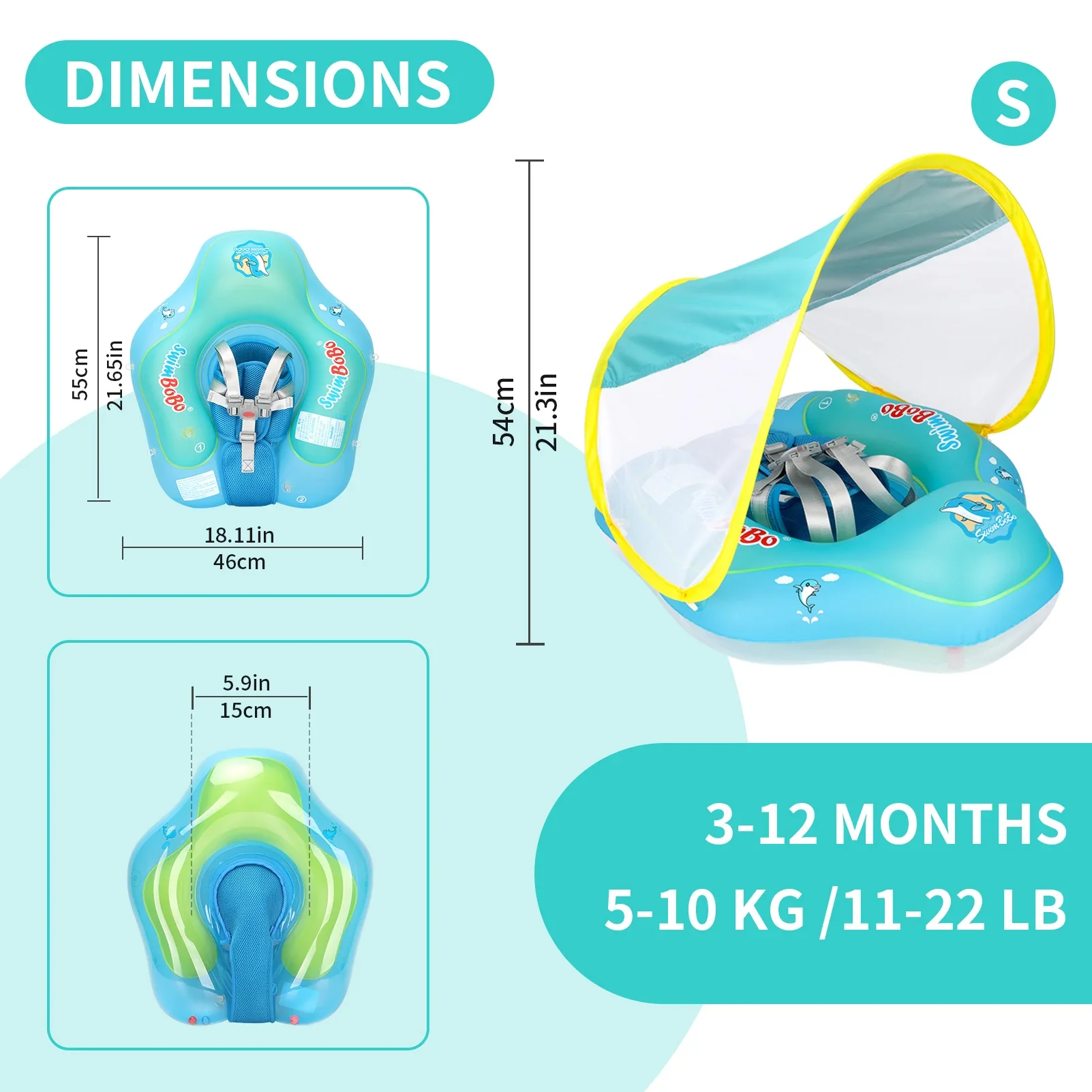 Baby Float Ring with Canopy – UV Sun Protection - Image 16