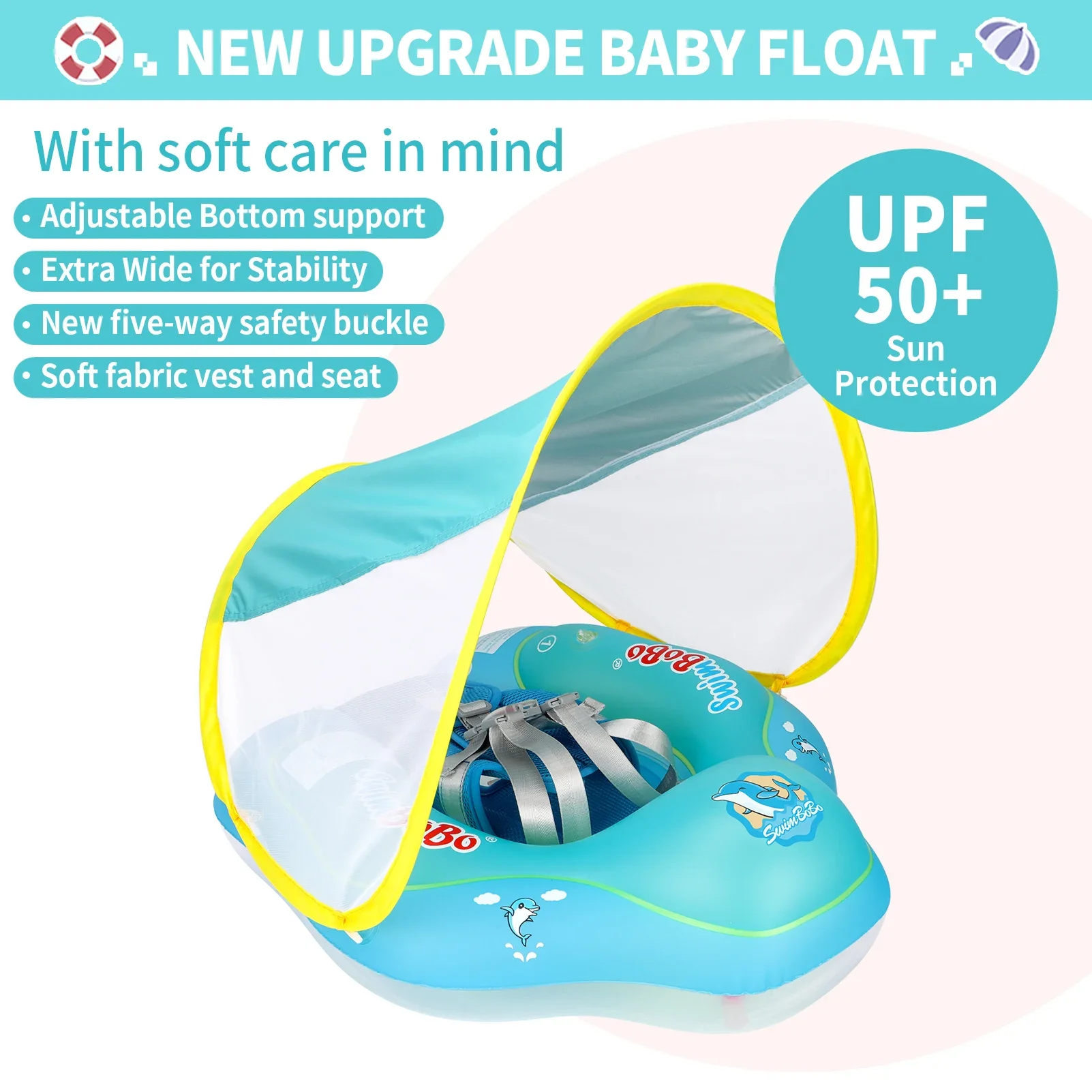 Baby Float Ring with Canopy – UV Sun Protection - Image 3