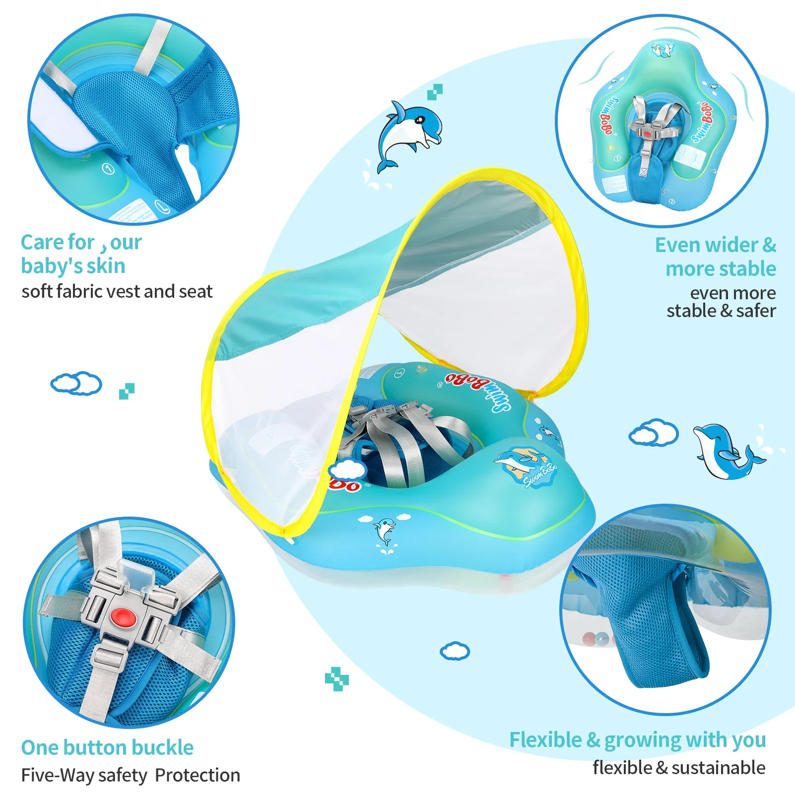 Baby Float Ring with Canopy – UV Sun Protection - Image 5