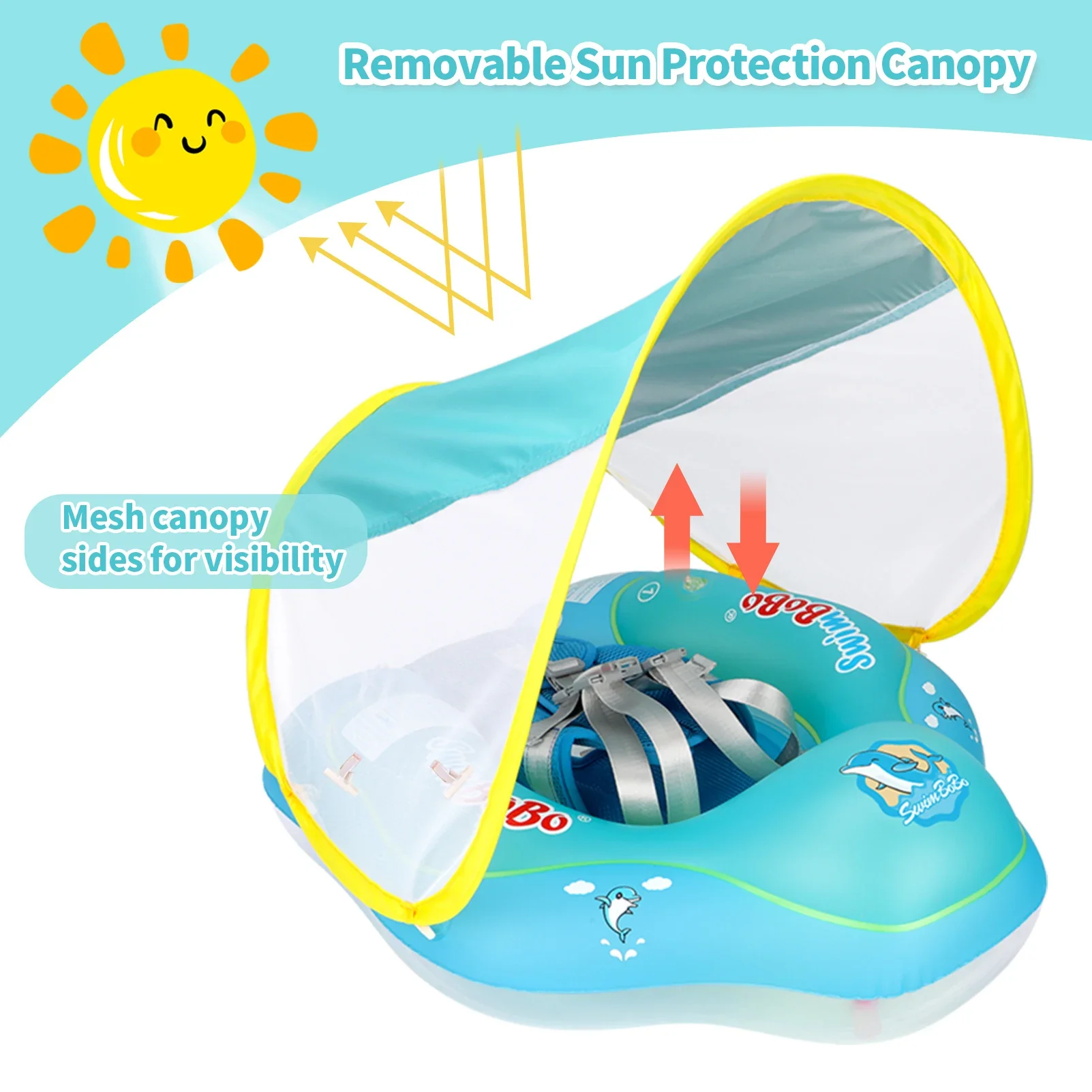 Baby Float Ring with Canopy – UV Sun Protection - Image 7
