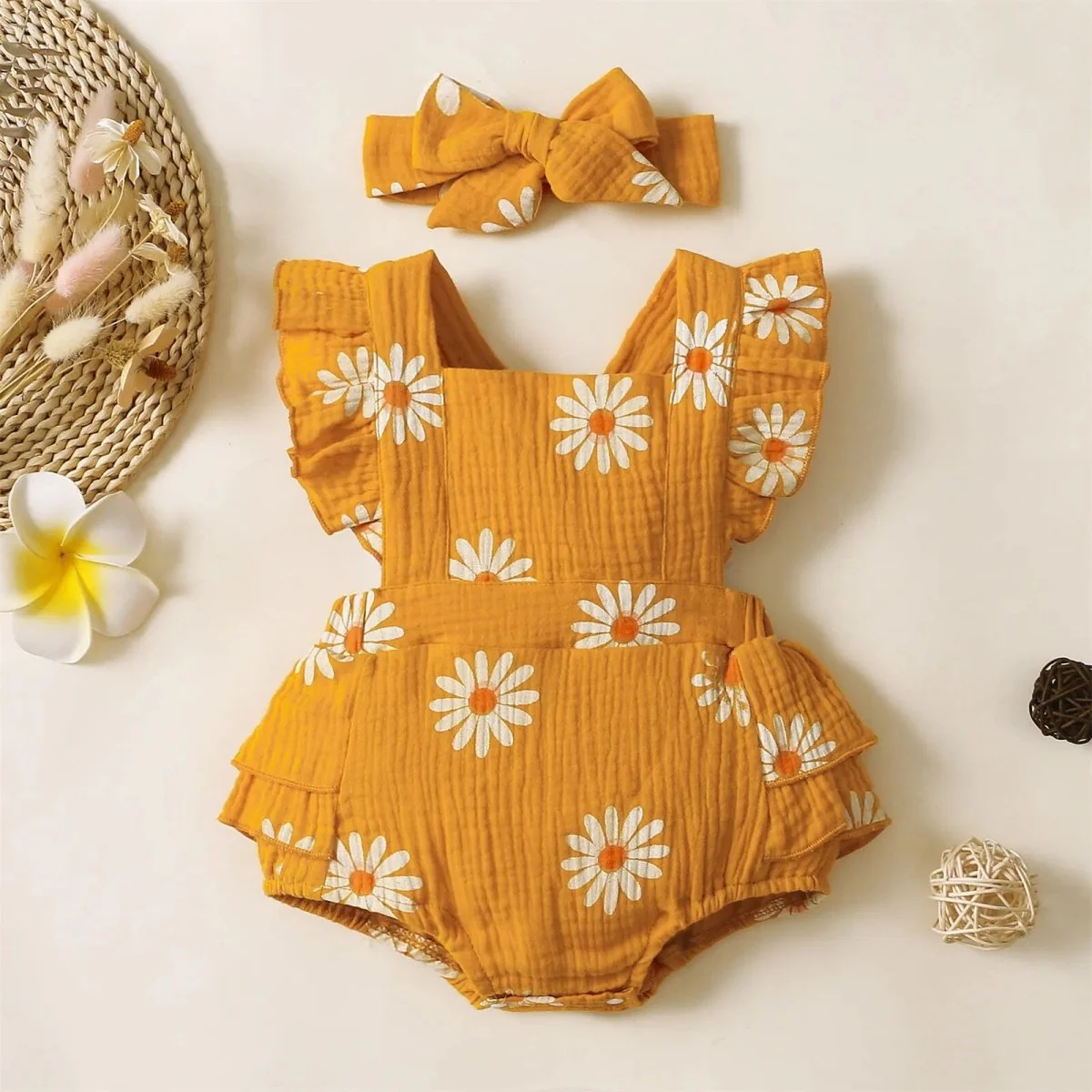 Baby Girl Flower Print Bodysuit - Image 4