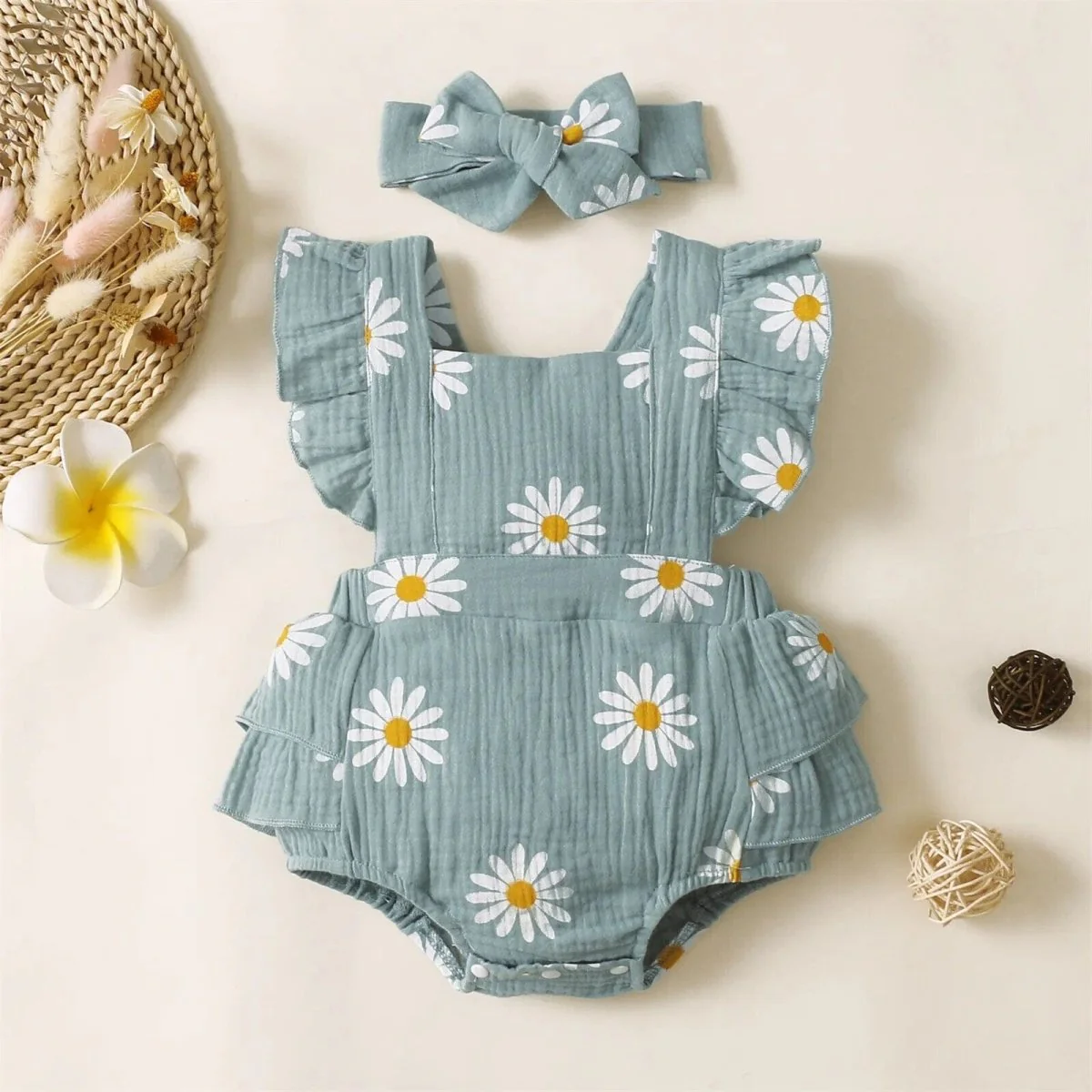 Baby Girl Flower Print Bodysuit - Image 5
