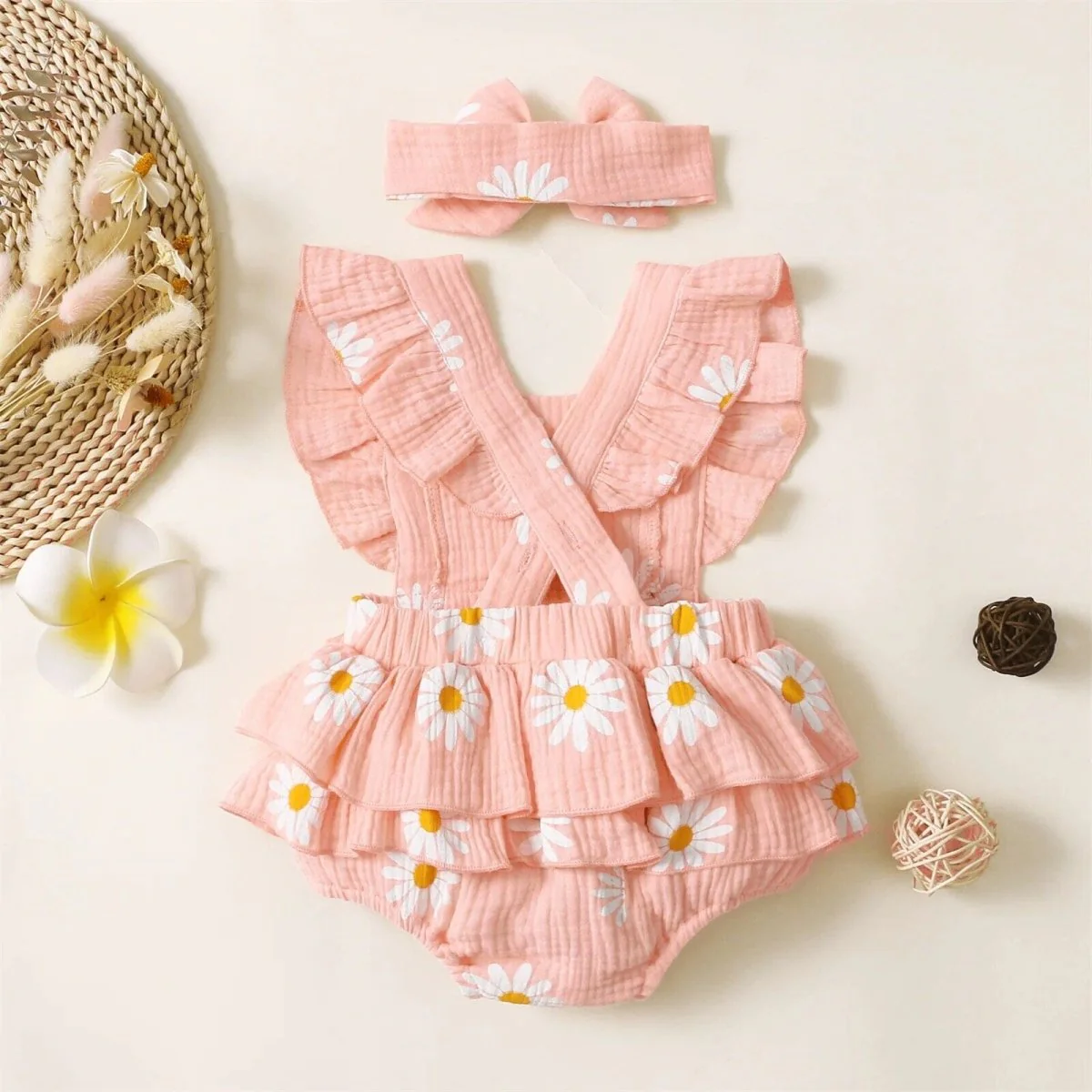 Baby Girl Flower Print Bodysuit - Image 7