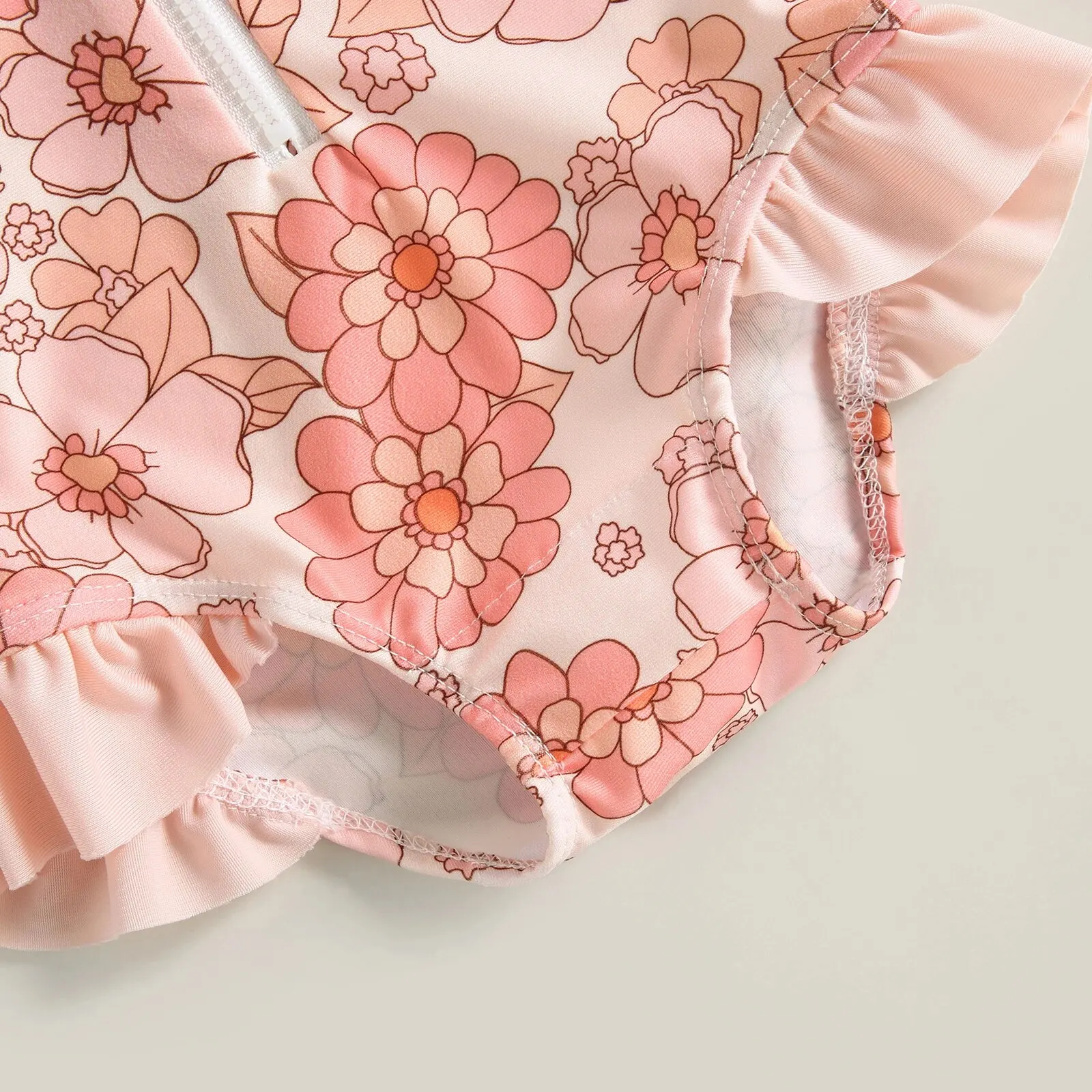 Baby Girl One-Piece Swimsuit – Floral Flamingo Print - Image 15