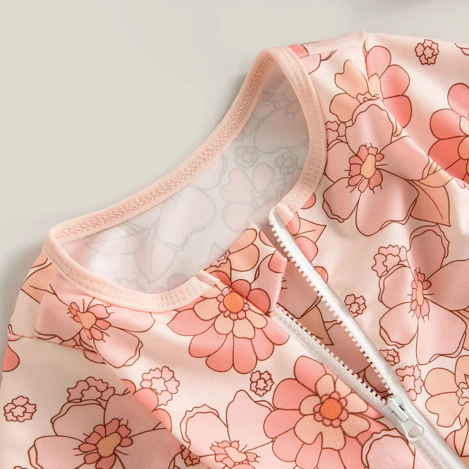 Baby Girl One-Piece Swimsuit – Floral Flamingo Print - Image 16