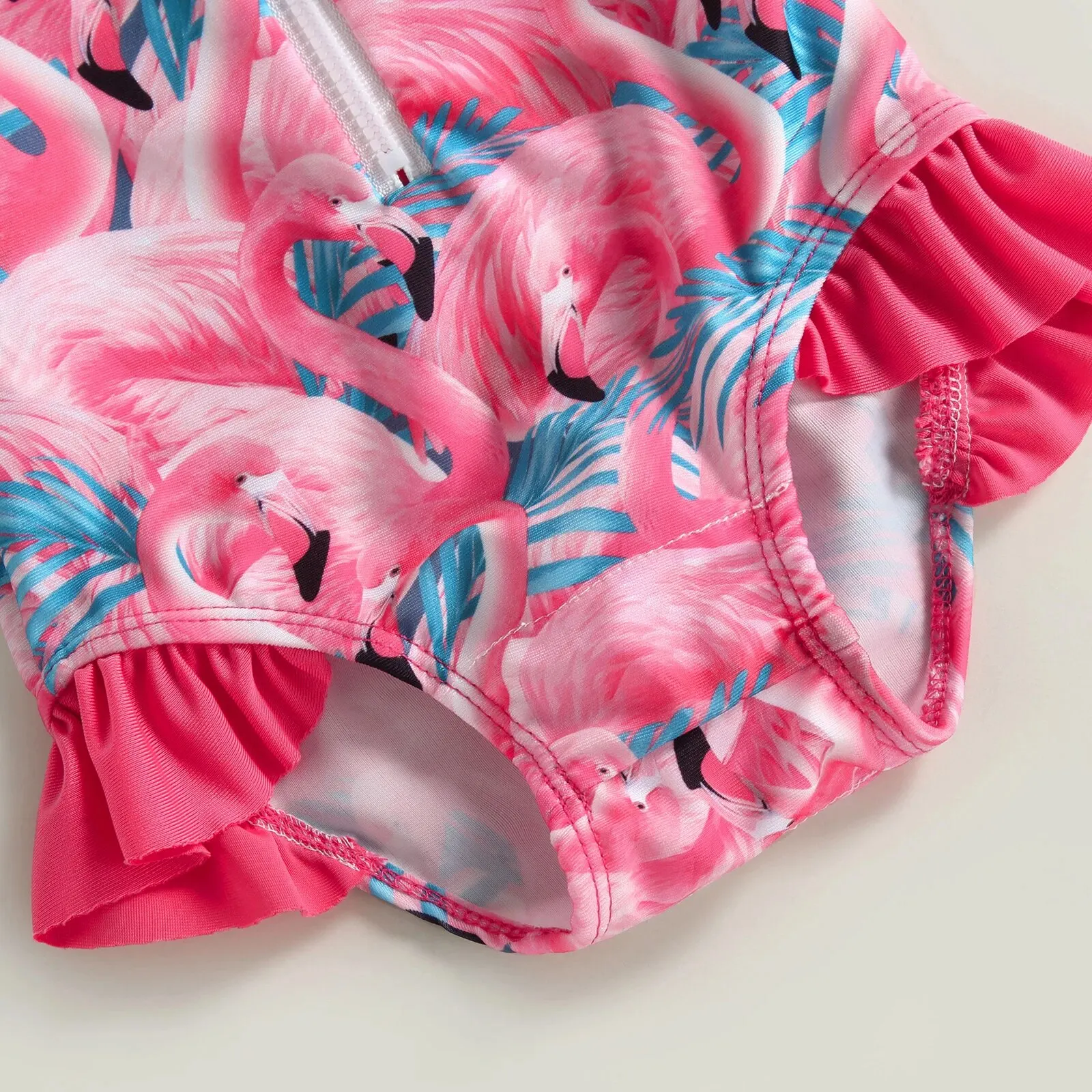 Baby Girl One-Piece Swimsuit – Floral Flamingo Print - Image 22