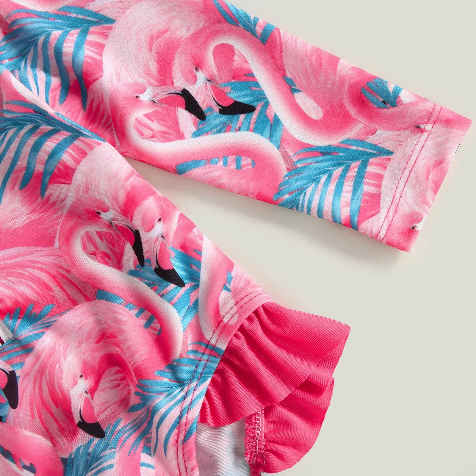 Baby Girl One-Piece Swimsuit – Floral Flamingo Print - Image 24