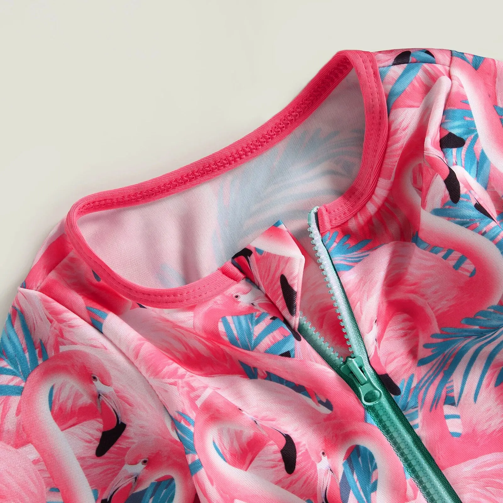 Baby Girl One-Piece Swimsuit – Floral Flamingo Print - Image 26
