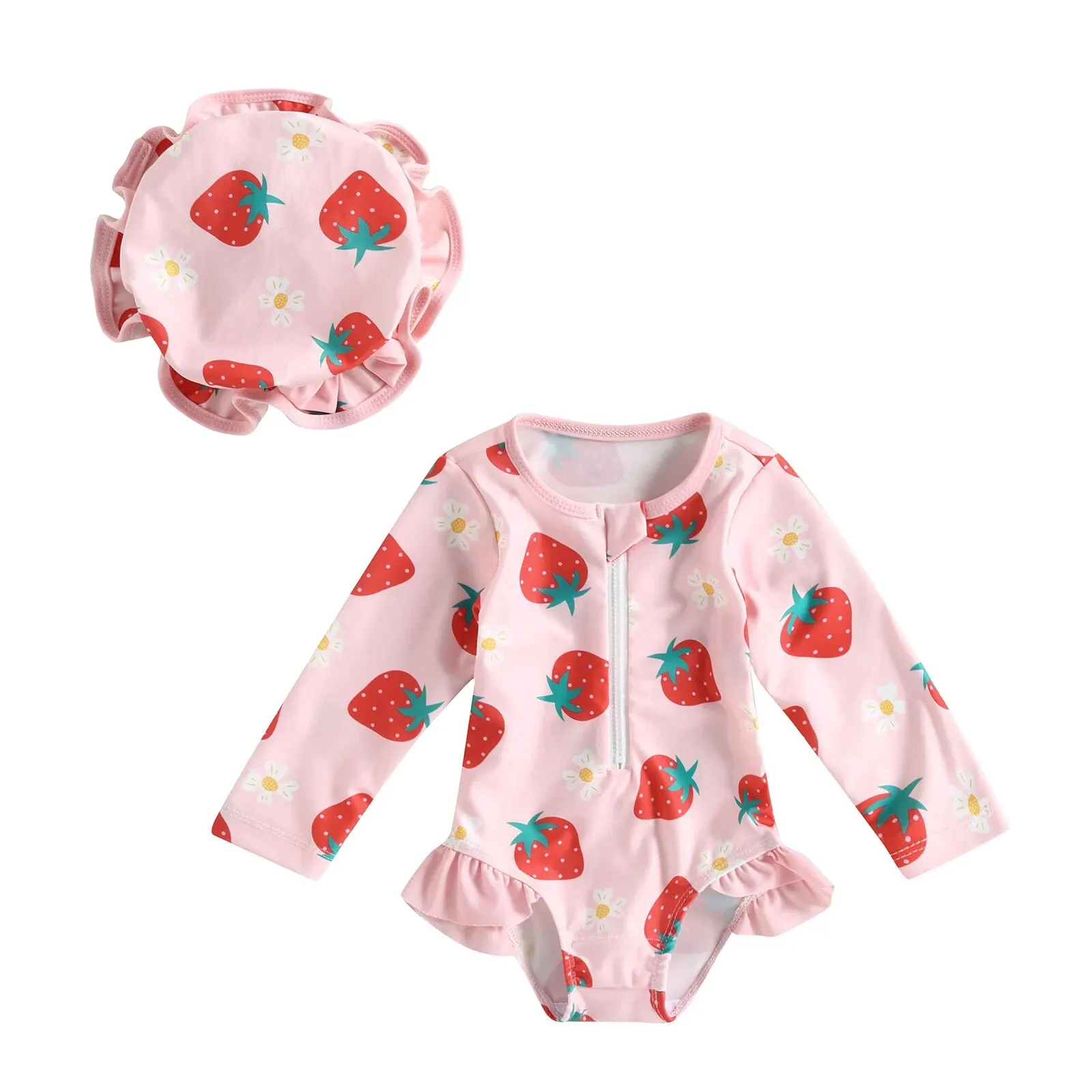 Baby Girl One-Piece Swimsuit – Floral Flamingo Print - Image 28