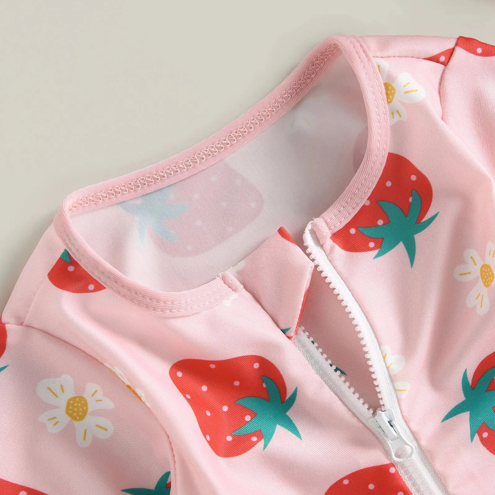 Baby Girl One-Piece Swimsuit – Floral Flamingo Print - Image 3