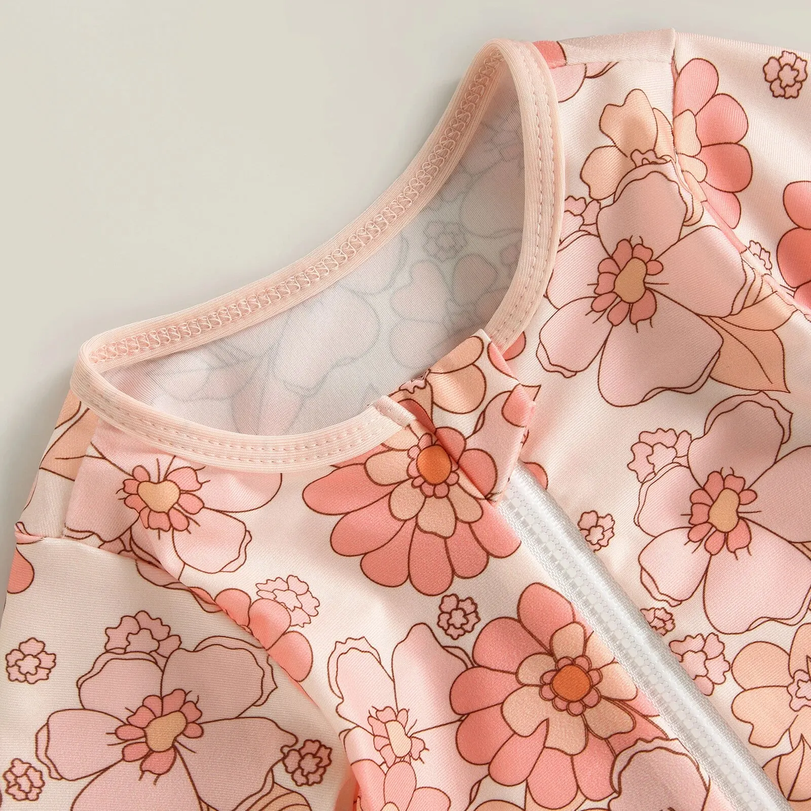 Baby Girl One-Piece Swimsuit – Floral Flamingo Print - Image 4