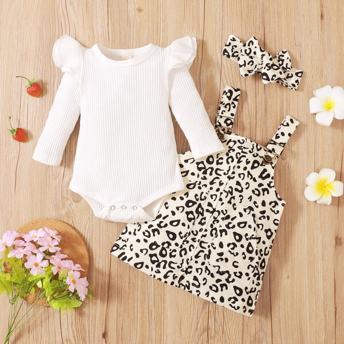 Baby Girl Suspender Skirt Leopard Print - Image 6