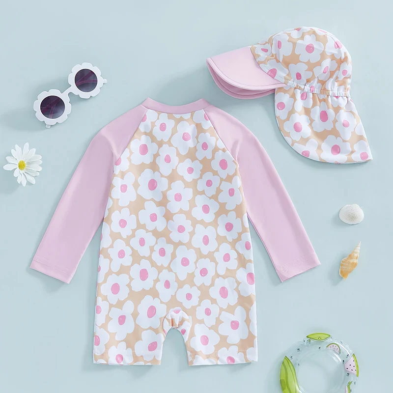 Baby Girls Rash Guard Set – Floral & Flamingo Print - Image 12