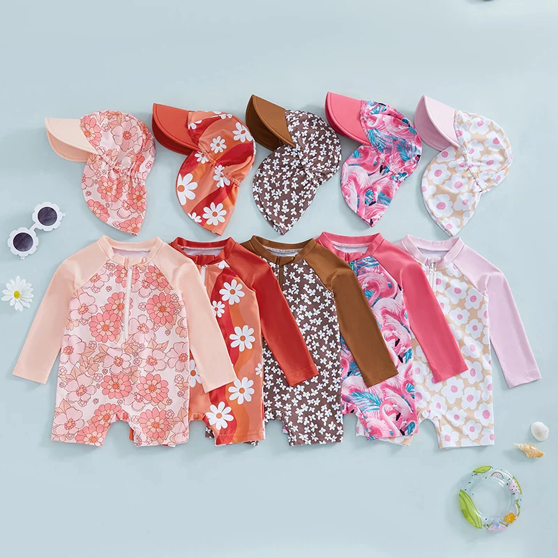 Baby Girls Rash Guard Set – Floral & Flamingo Print - Image 15