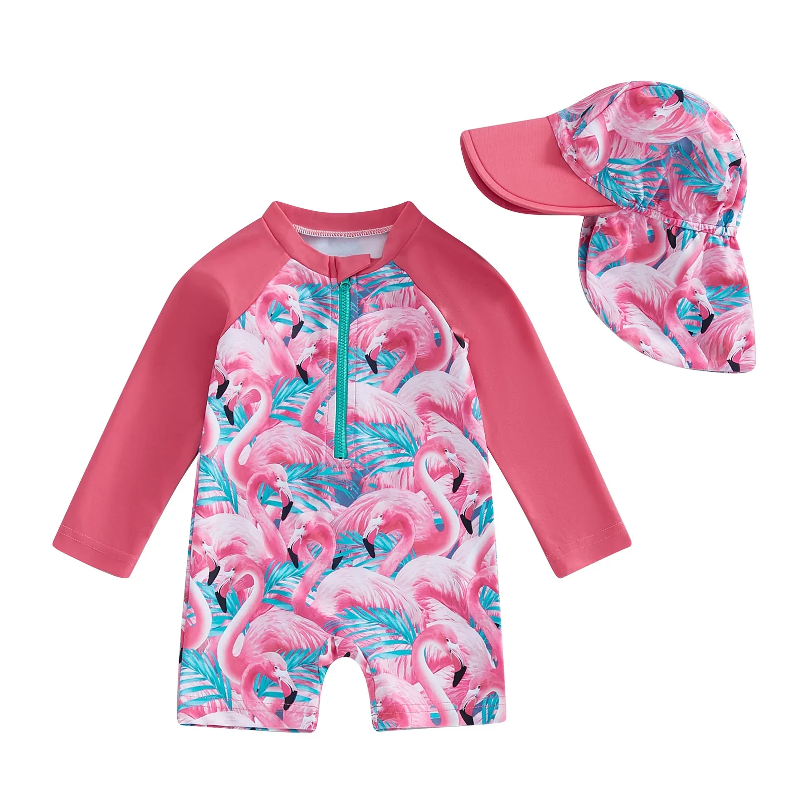 Baby Girls Rash Guard Set – Floral & Flamingo Print - Image 18