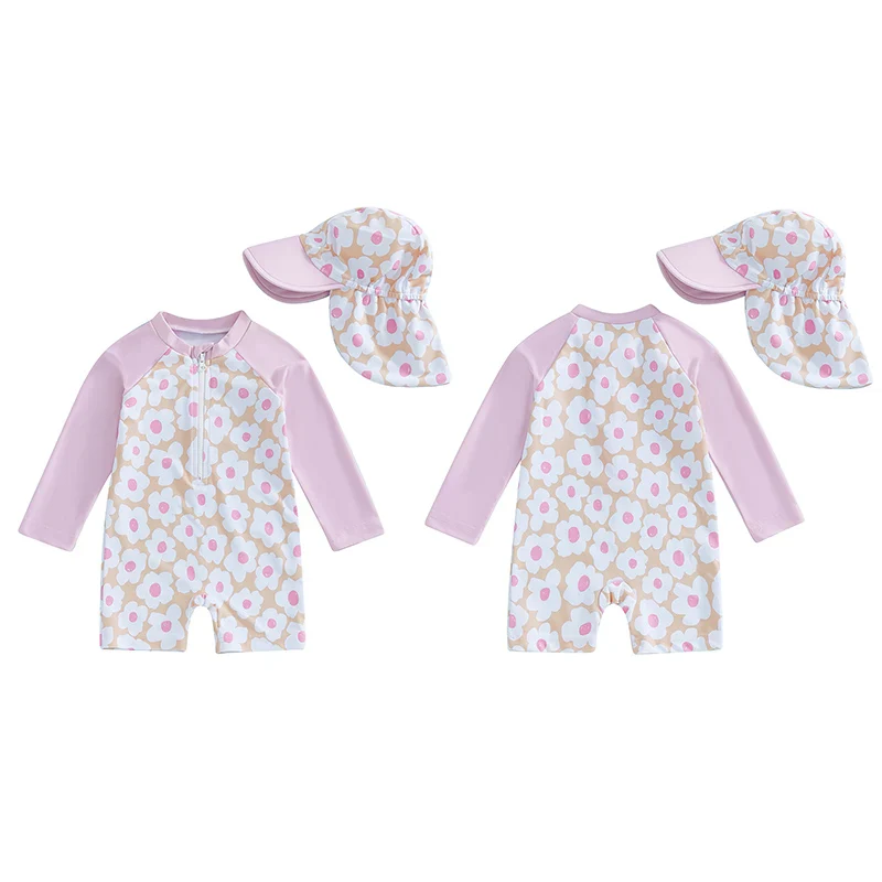 Baby Girls Rash Guard Set – Floral & Flamingo Print - Image 9