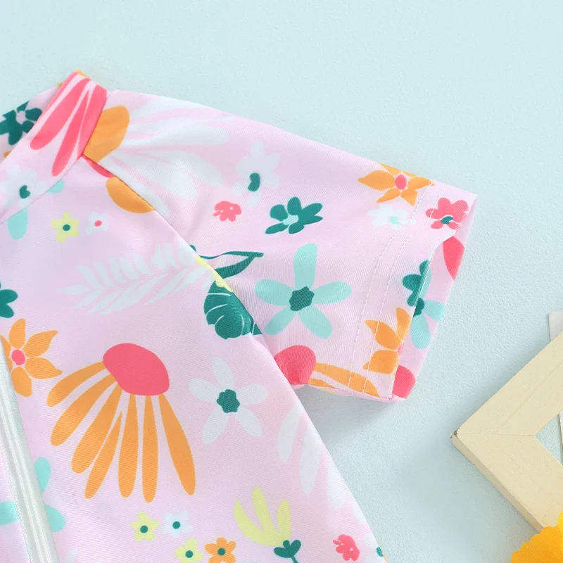 Baby Girls Rash Guard Romper – Floral Zip Up - Image 8