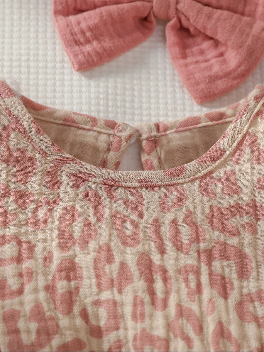 Baby Girl Summer Pink Jumpsuit – Bow & Headband Set - Image 5