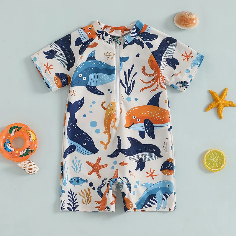 Baby Rash Guard – Shark Print Long Sleeve Zip Up - Image 5
