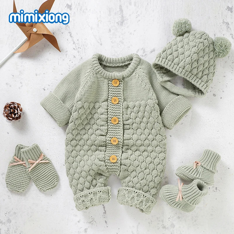 Knitted Romper & Cap Set – Cozy Autumn/Winter