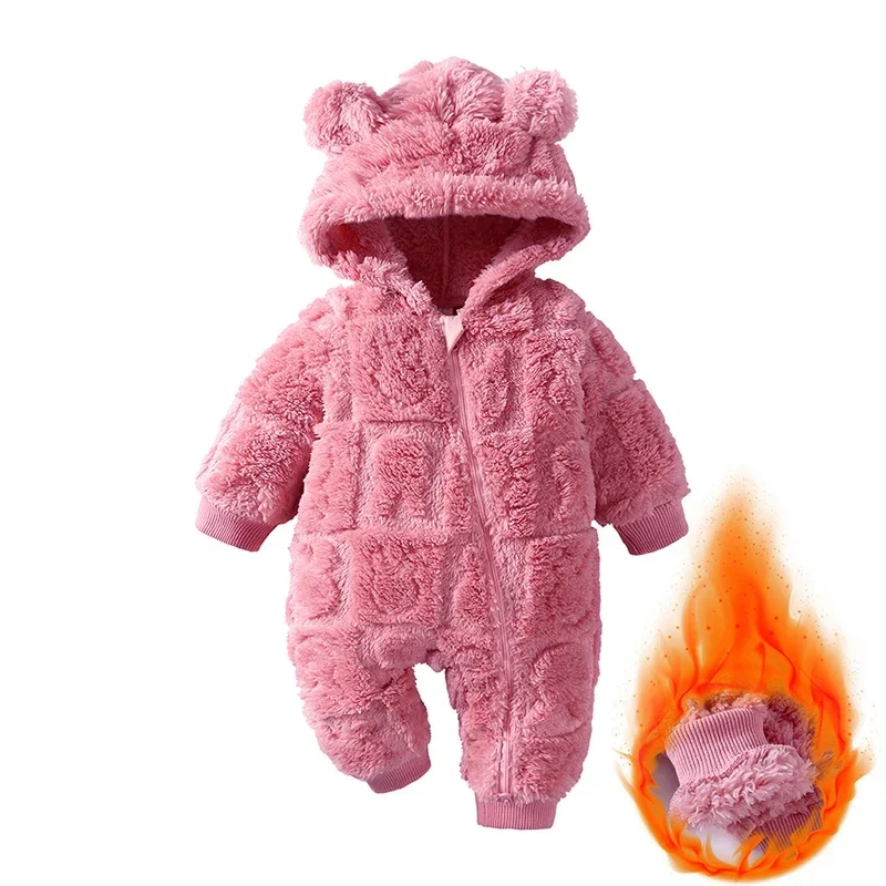 Baby Velvet Hooded Romper – Warm Cartoon Comfort - Image 11