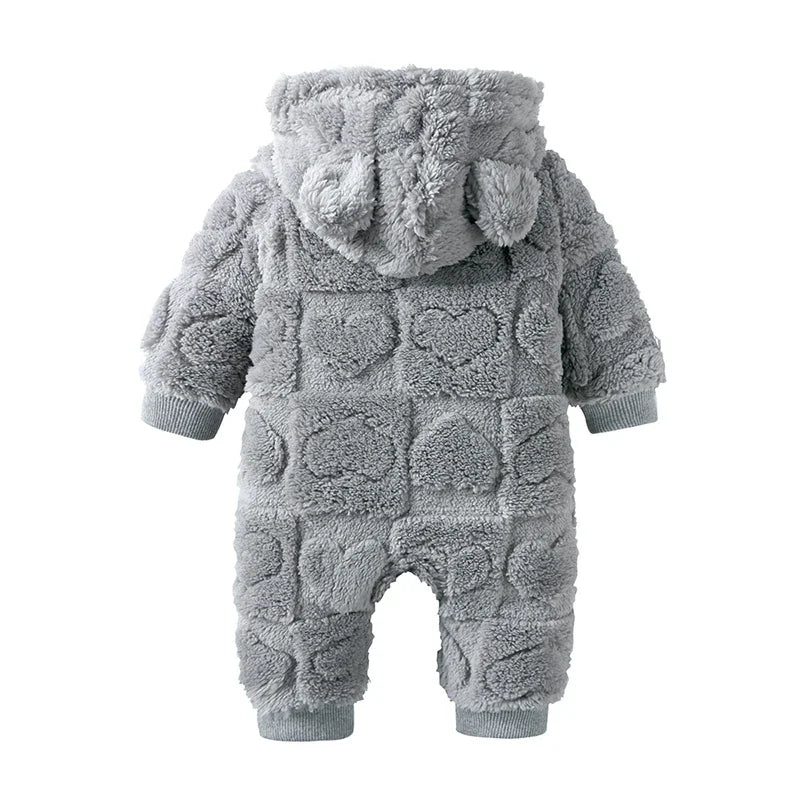 Baby Velvet Hooded Romper – Warm Cartoon Comfort - Image 2