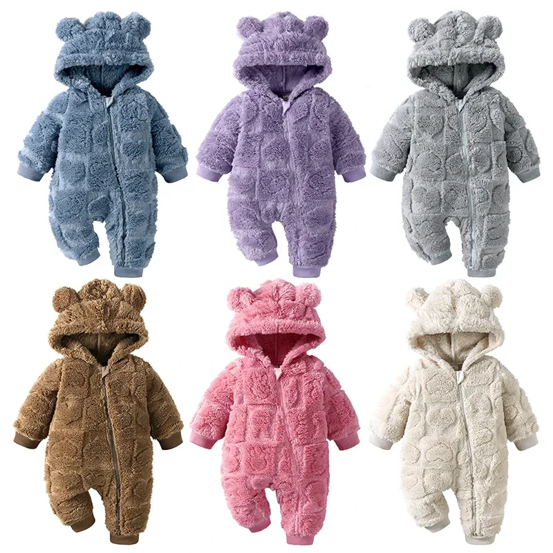 Baby Velvet Hooded Romper – Warm Cartoon Comfort - Image 4