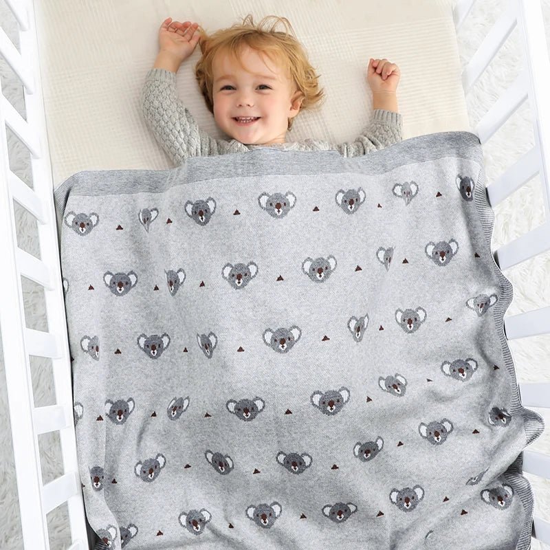 Cartoon Koala Baby Blanket – Soft Cotton Knit Swaddle - Image 4